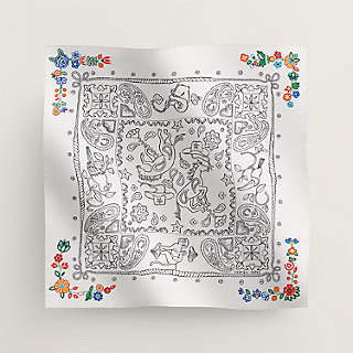 Animaux Bandana a Fleurs embroidered scarf 65 - White